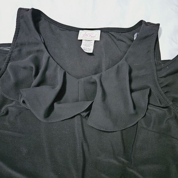 Ivy Road Womens Blouse Black Size Large Polyester Blend Cold Shoulder Pullover - Picture 7 of 12